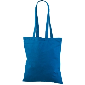 Prisvenlig blå mulepose i bomuld. Størrelse 38 x 42 cm