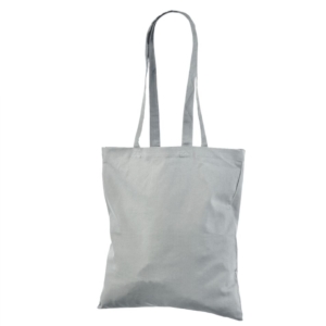 Prisvenlig grå mulepose i bomuld. Størrelse 38 x 42 cm