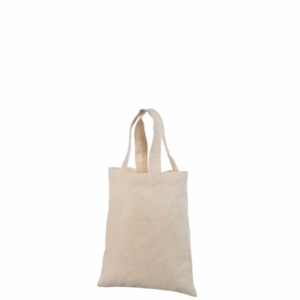 Prisvenlig, lille naturfarvet mulepose i bomuld. Størrelse 22×25 cm