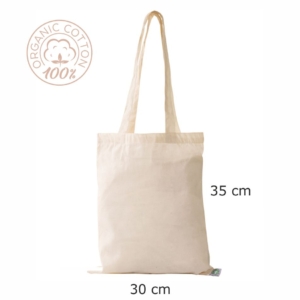 Naturfarvet mulepose med tryk 30x35 cm.