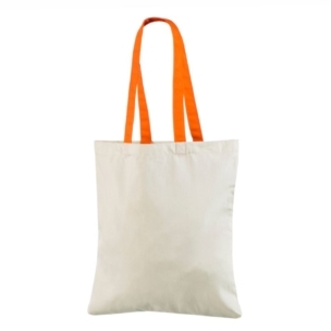 Hvid mulepose i bomuld med orange hanke_1