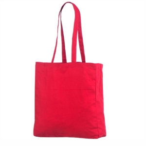 Rød mulepose i bomuld med bred bund.38x10x42 cm._1