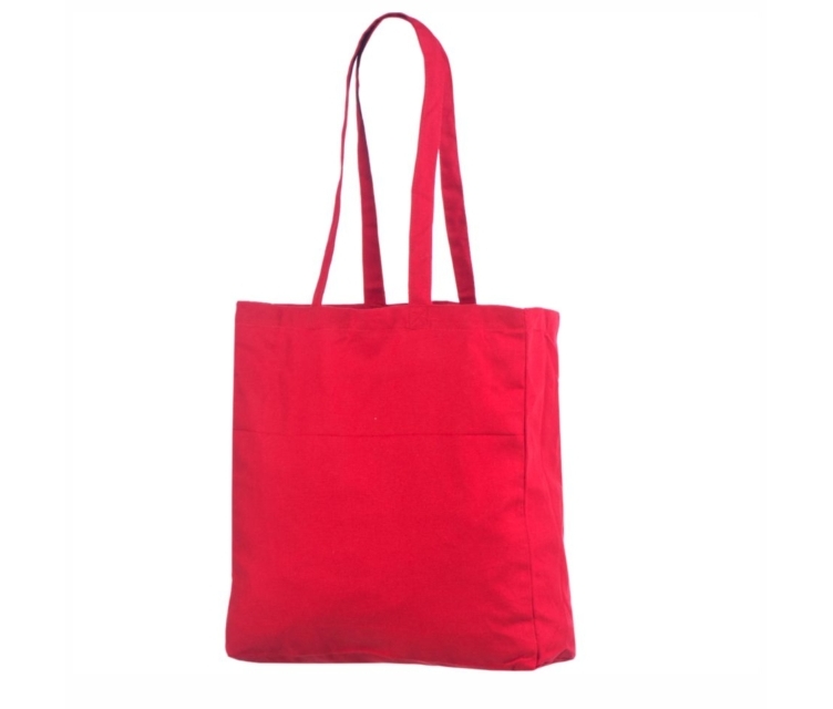 Rød mulepose i bomuld med bred bund.38x10x42 cm._1