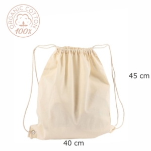 Økologisk gymnastikpose med tryk. Størrelse 40x45 cm