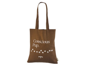 Rustfarvet mulepose i genbrugt bomuld. Størrelse 38 x 42 cm.