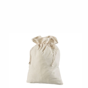 25x35 cm Hvid stofpose i bomuld med snøreluk