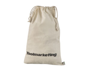 Hvid stofpose i bomuld med snøreluk1