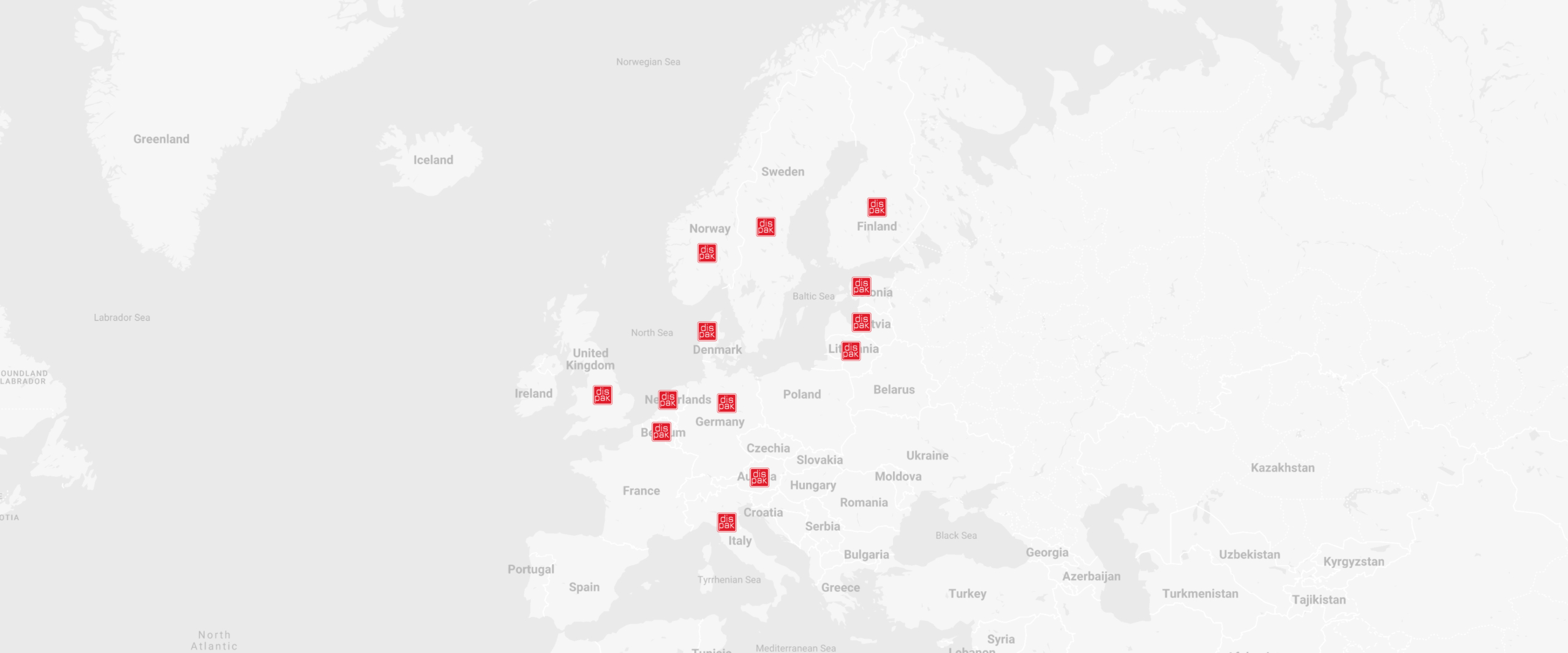 Dispak har solgt produkter til følgende lande i Europa